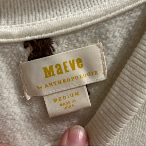 Maeve Puff-Sleeve Embroidered Sweatshirt, M - Picture 6 of 12